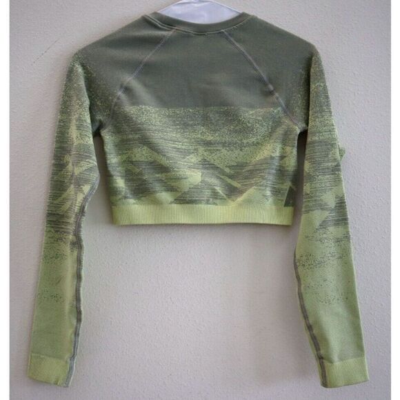 Gymshark B1A9X-GBDZ Women's Sz S Taupe Gray Adapt Ombre Long Sleeve Crop Top - Picture 2 of 9